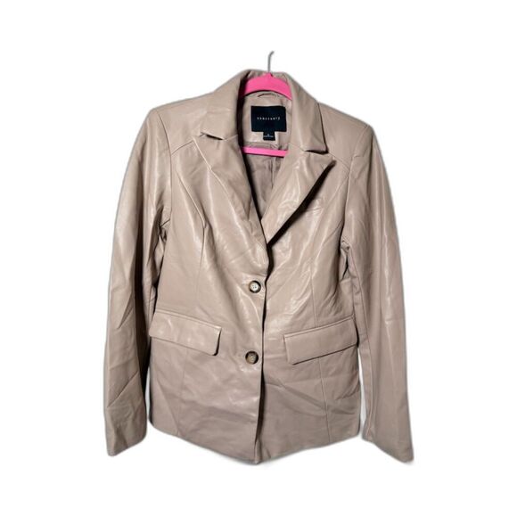 Vegan Leather Blazer with Corset Tie Back, Size Small (NWT) - Picture 3 of 8